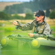 Stillwater fishing from float tube with Vision Stillmaniac rod and reel