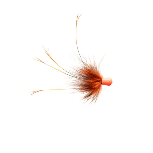 Caledonia Francneasy C/H salmon tube fly, a hot orange conehead tube inspired by the Francis
